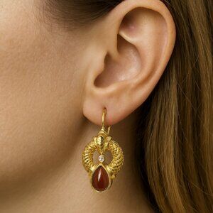 CAROLINA HERRERA PIECED EAR DOOR KNOCKER DANGLE EARRINGS - RARE!